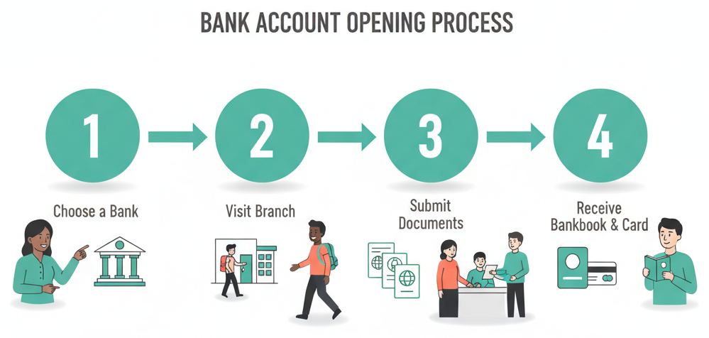 Flowchart of the bank account opening process