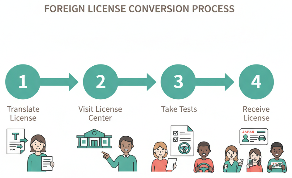Step-by-step process for converting a foreign driving license