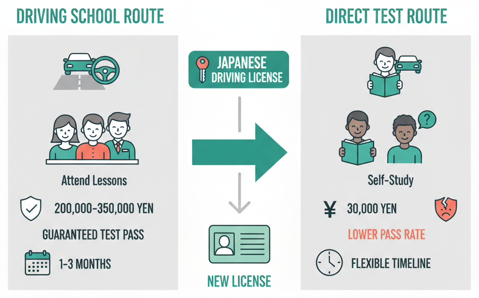 Comparison of driving school vs direct test routes