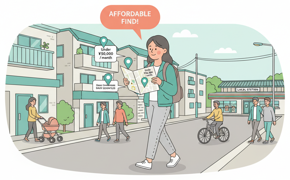 Foreign resident exploring an affordable residential neighborhood in Tokyo