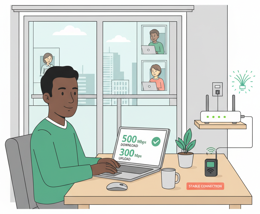 Foreign resident working from home with various internet options in Japan