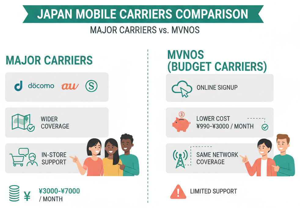 Comparison of major carriers vs MVNOs in Japan