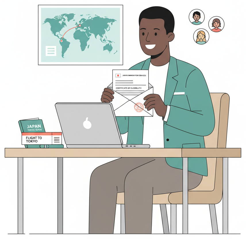 Foreign professional receiving Certificate of Eligibility document