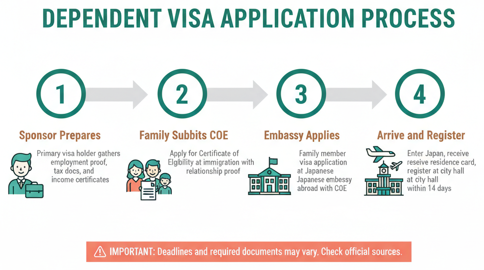Flowchart of the dependent visa application process