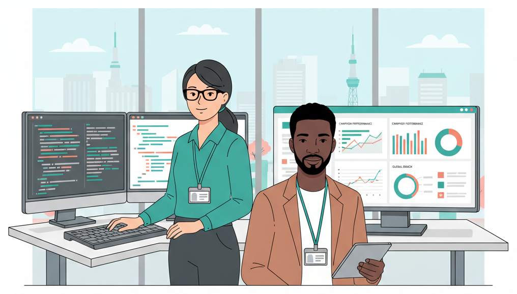 Foreign professionals working as engineer and specialist in a Tokyo office