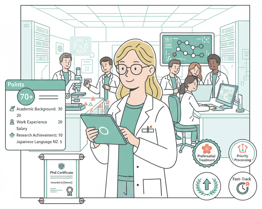 Highly skilled professional researcher working in a Japanese lab