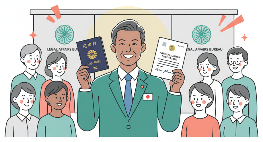 Foreign resident receiving Japanese citizenship through naturalization