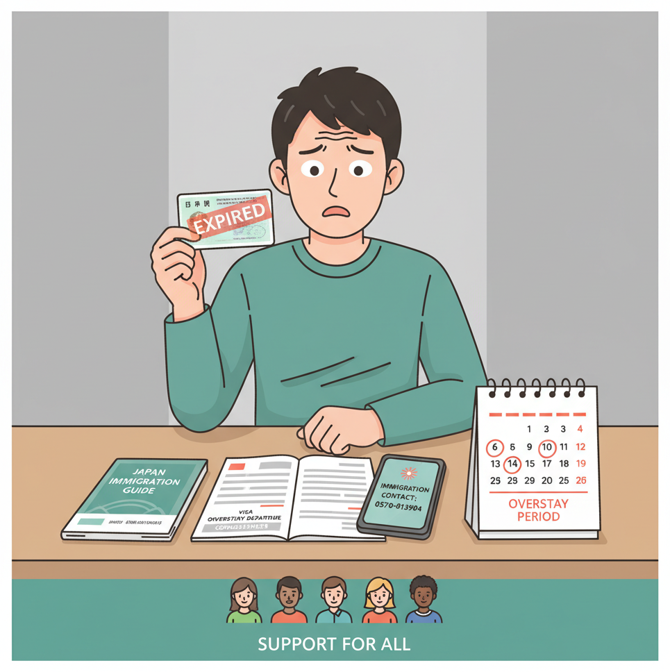 Person checking expired residence card realizing overstay situation