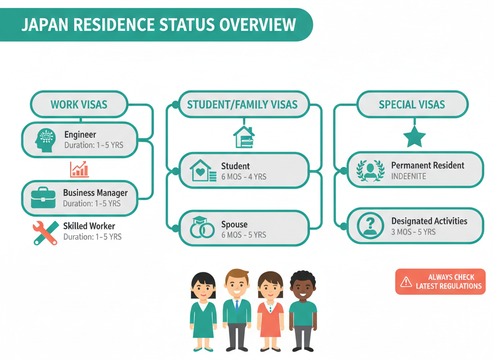 Tree diagram of Japan's residence status categories